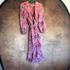 Eliza J Pink Floral Long Sleeve Dress